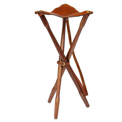 Laksen - Tripod Jagtstol i Teak & Læder - Nat. Mahogany