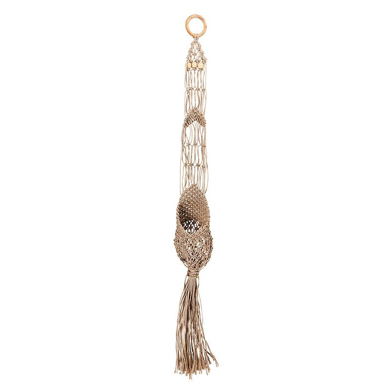 Crochet Jute Wall Plant Holder With Wood Ring  (Bsh4004) - bayskyhome product image