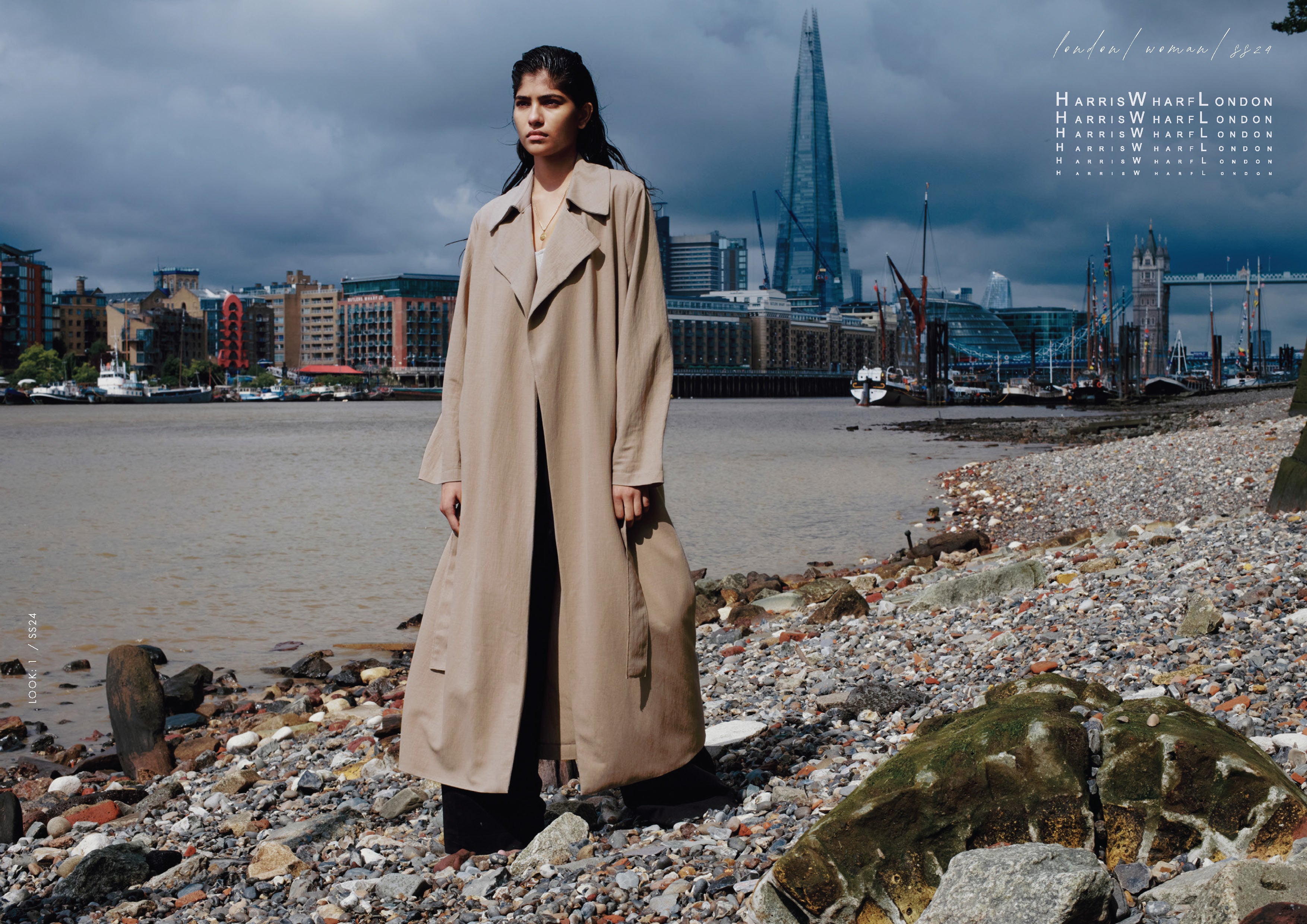 lookbook women cover- Long trench rayon in dove colour