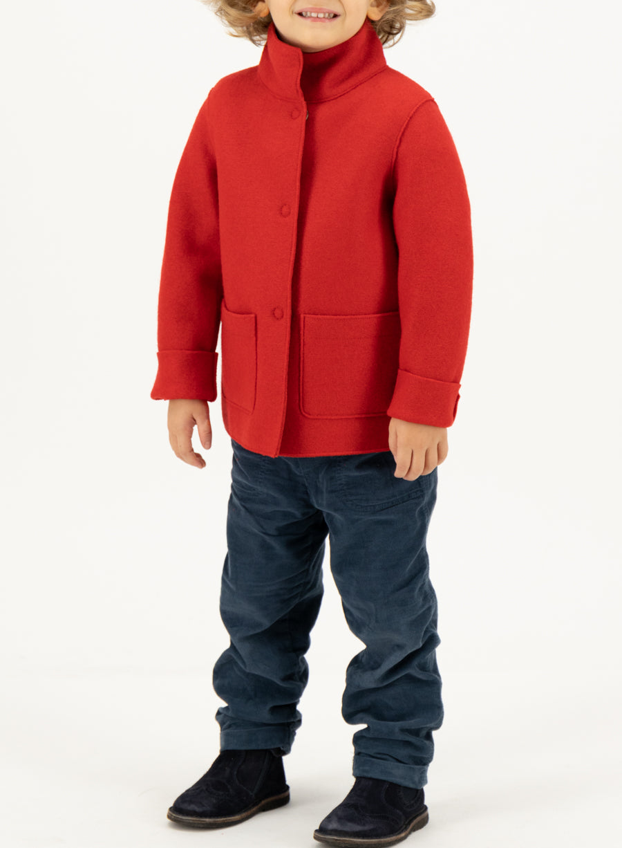 Kids stand-up collar jacket pressed boiled wool