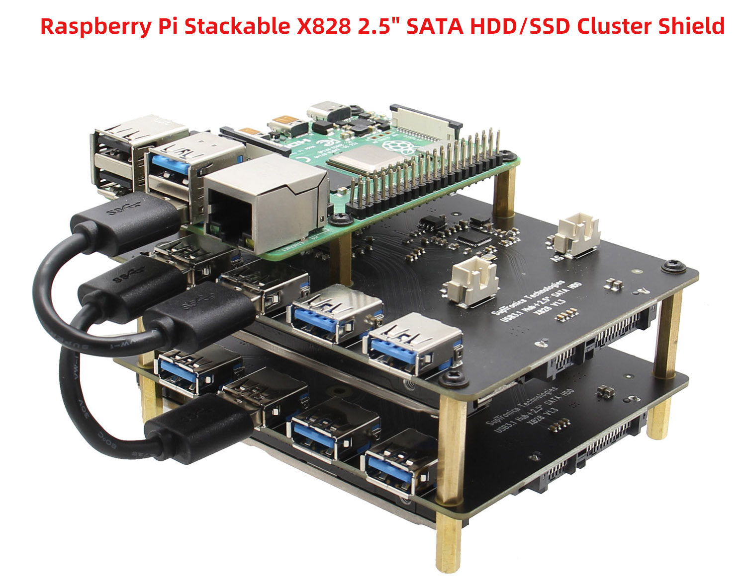 2019 New Raspberry Pi Nas Sata Adapter Stackable X828 25 Sata Hddss Geekworm 4260