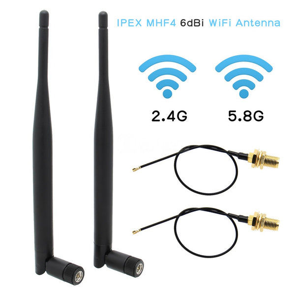 WiFi Antenna 6dBi IPEX MHF4 to RP SMA Female Extension Cable 