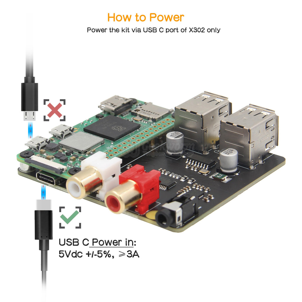 X302 HiFi DAC HAT Expansion Board & USB HUB with R