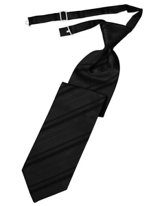 Cardi Pre-Tied Black Striped Satin Necktie