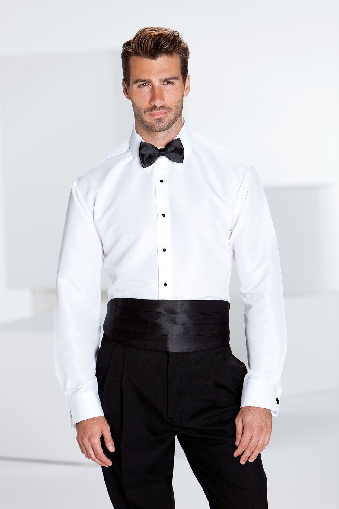 laydown collar tuxedo shirt