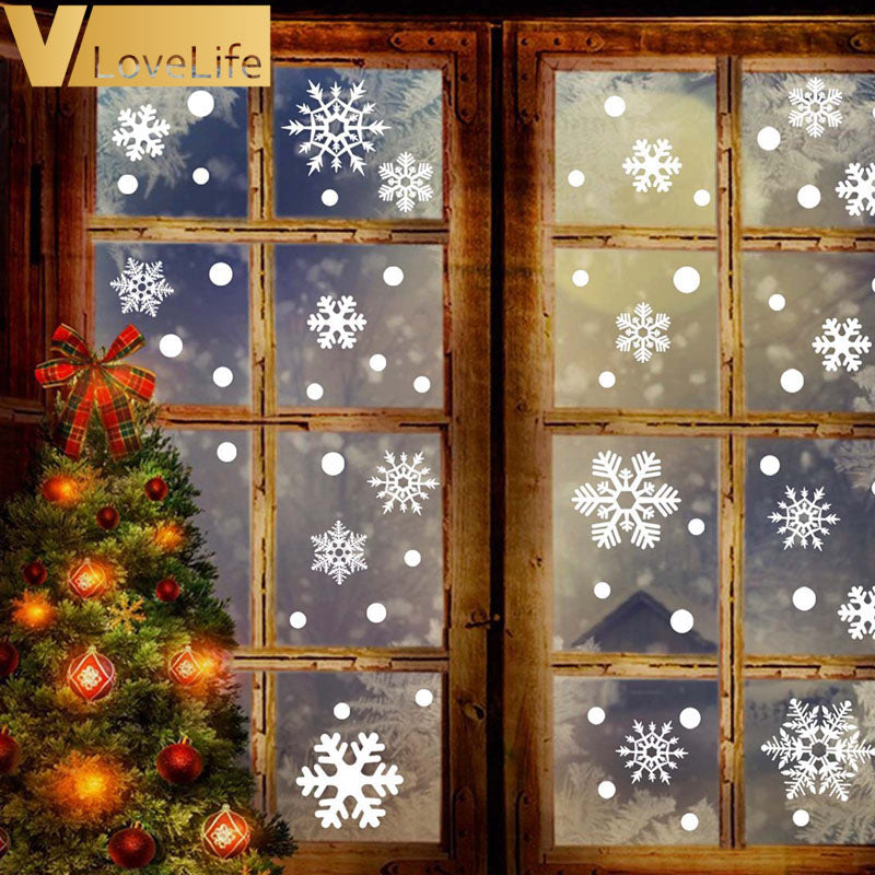 48pcs Christmas Snowflake Window Sticker Winter Wall Stickers Kids Room Christmas Decorations For Home New Year Supplies