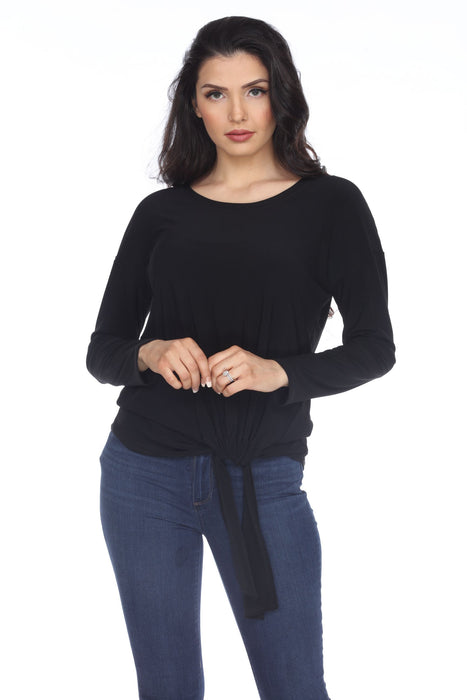 Joseph Ribkoff Black Tie-Front Long Sleeve Top 203450 NEW — AfterRetail