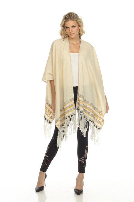 Johnny Was Biya Aro Linen Open Front Poncho Boho Chic B58521 NEW AfterRetail