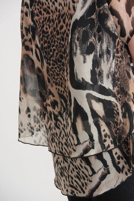 Download Joseph Ribkoff Black Multi Animal Print Cap Sleeves Layered Chiffon To Afterretail