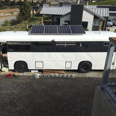 Solar panels on a housebus