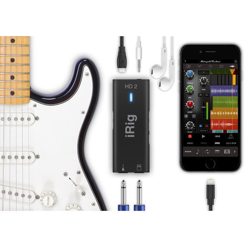 NEW IK Multimedia iRig HD 2 - Guitar Interface for iOS, Mac and PC - Bundle
