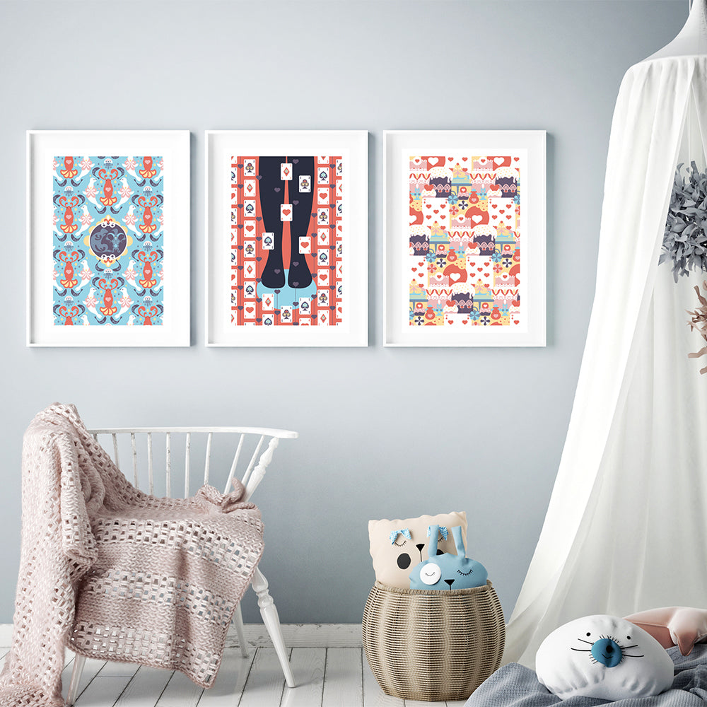 Alice's Adventures in Wonderland limited edition prints in a child room