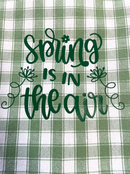 Green pastel buffalo check Spring is in the air kitchen towel