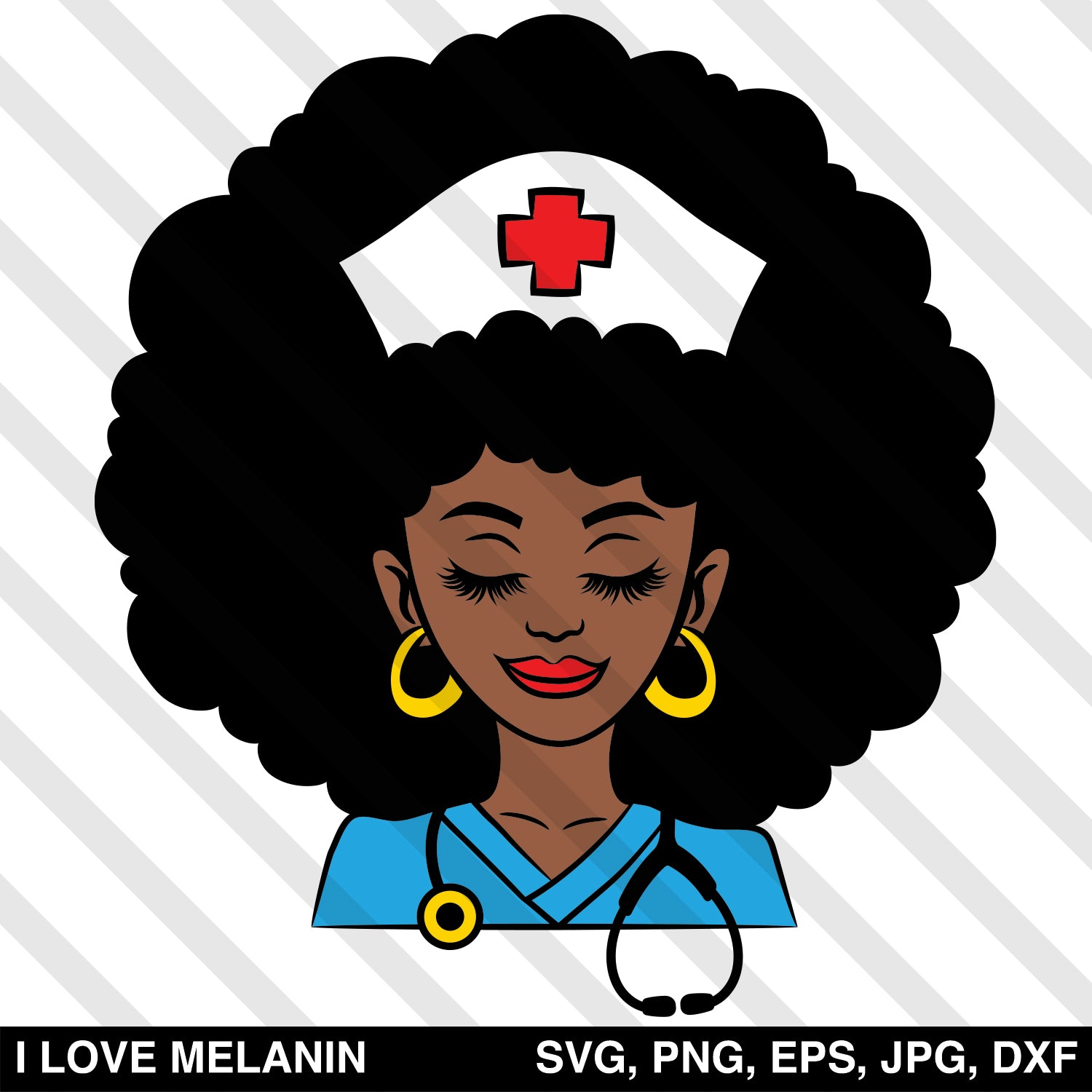 Afro Woman Essential Nurse Doctor Svg I Love Melanin