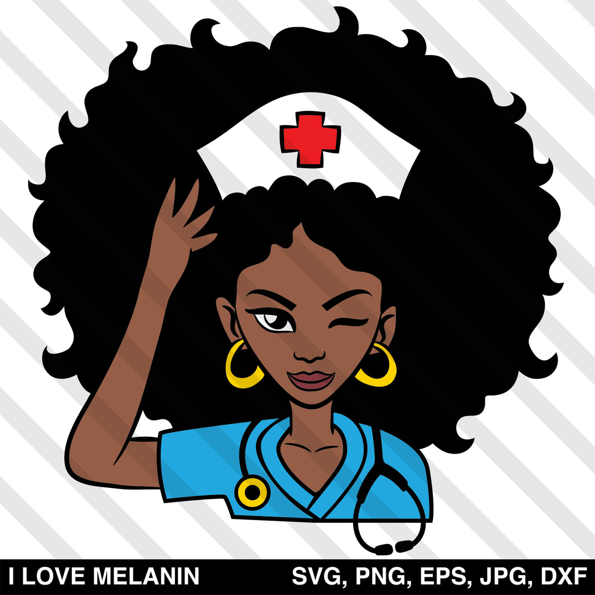 Afro Woman Doctor Nurse Svg I Love Melanin 