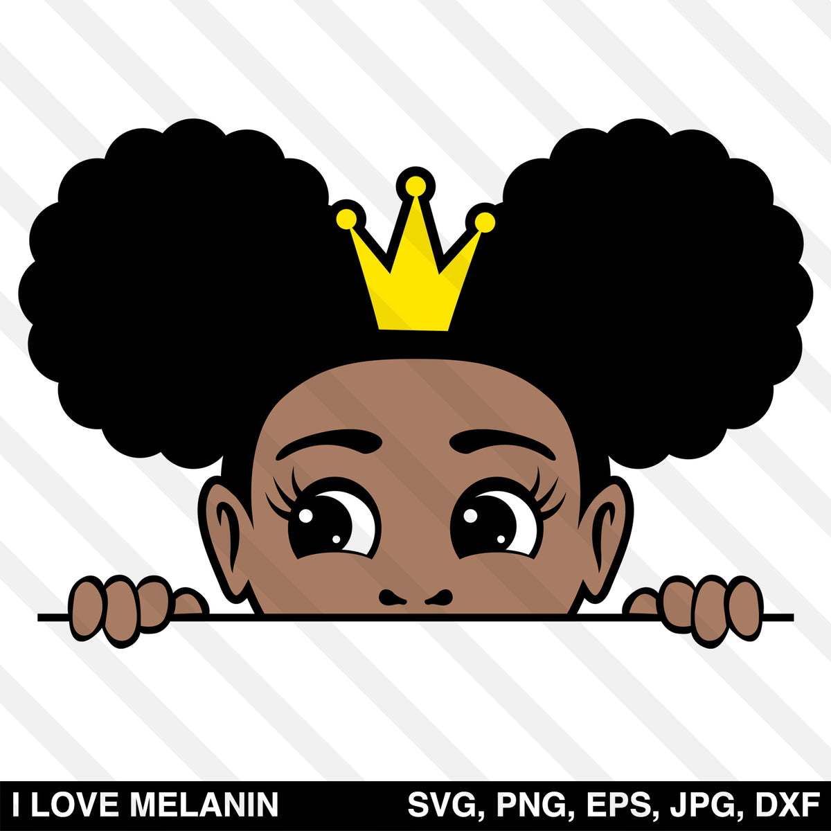 Download Peekaboo Afro Puffs Crown Girl SVG - I Love Melanin