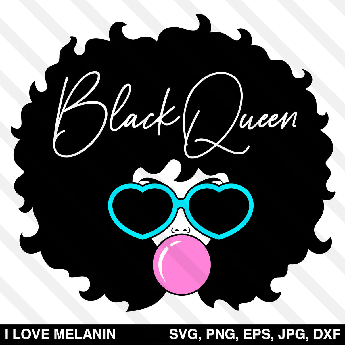 Download Black Queen Afro Woman Bubble Gum SVG - I Love Melanin