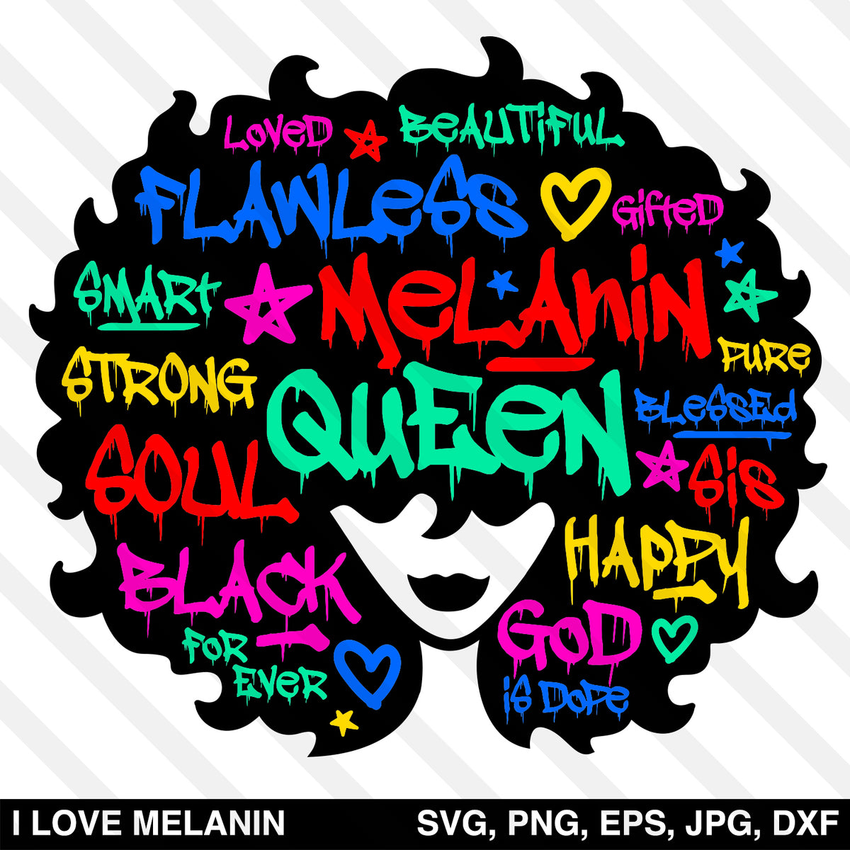 Graffiti Black Queen Afro Woman SVG - I Love Melanin