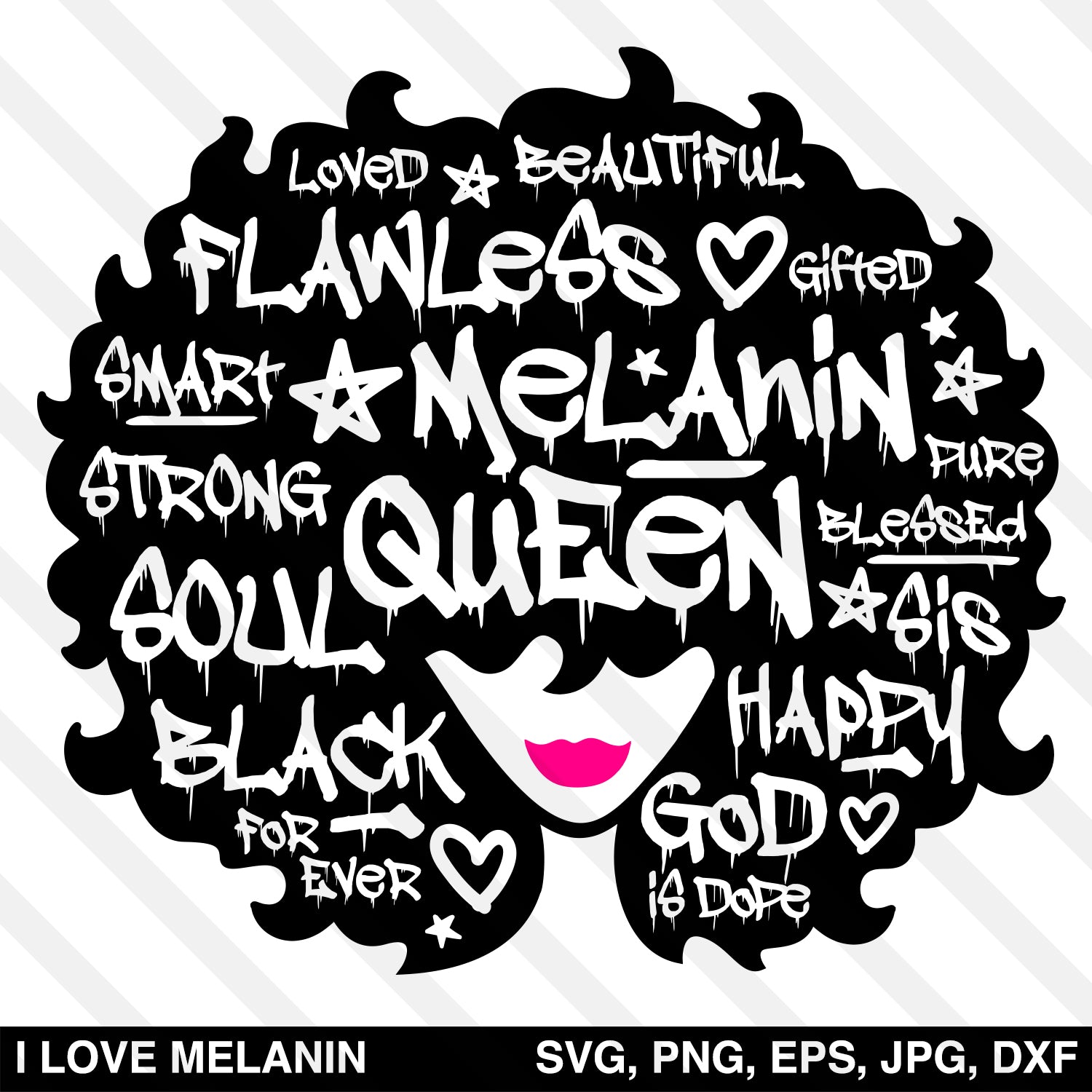 Download Graffiti Black Queen Afro Woman SVG - I Love Melanin