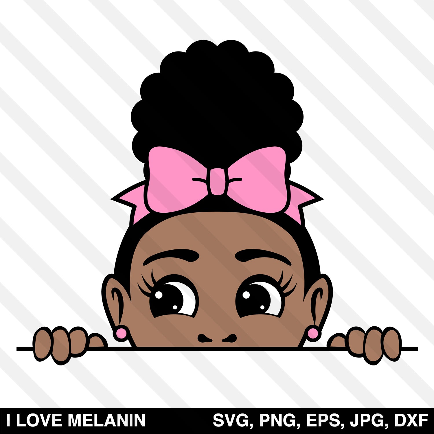 Download Peekaboo Afro Puff Bow Girl SVG - I Love Melanin