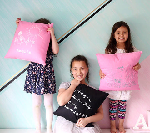 children's drawing personalised cushions