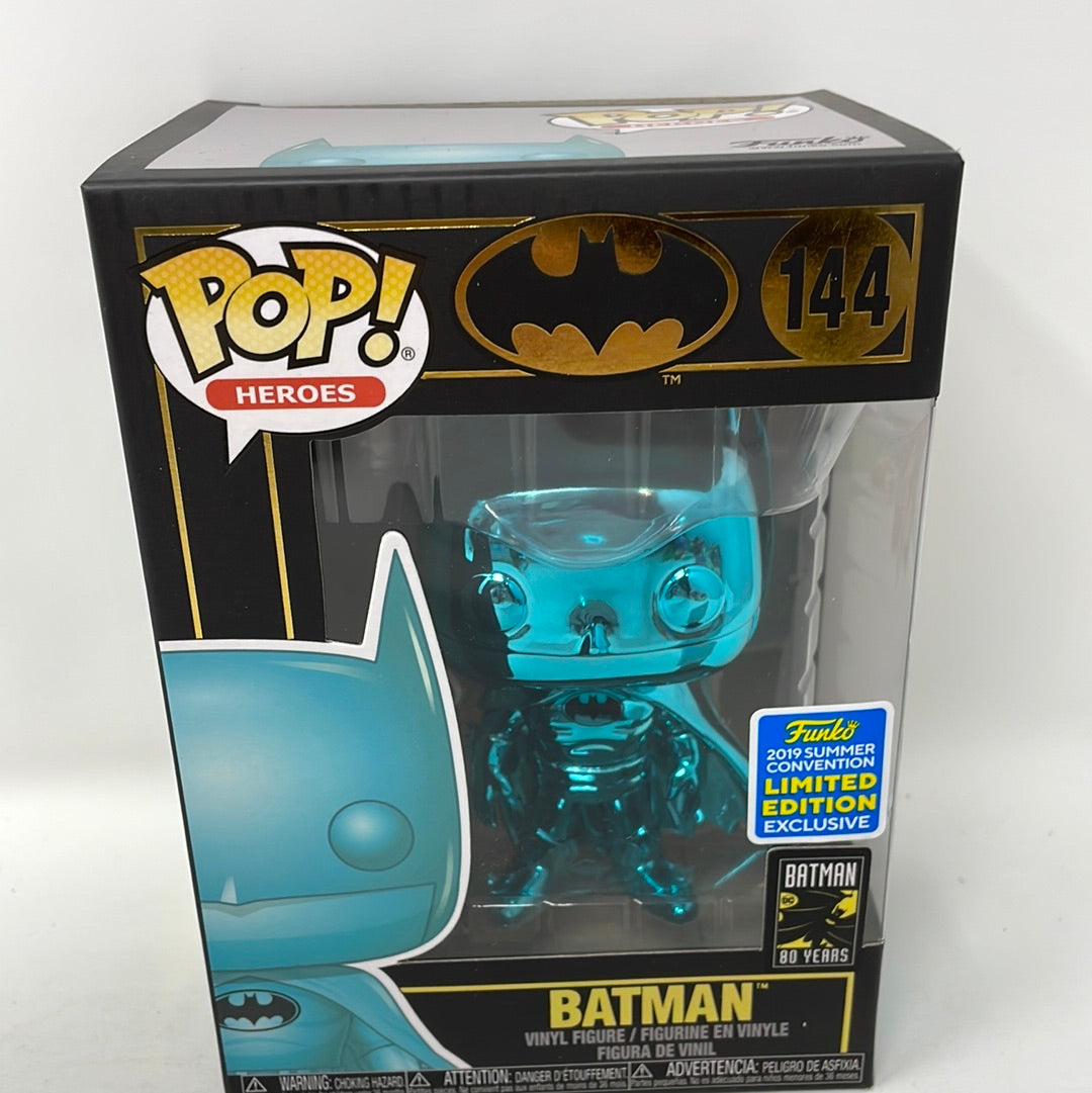 2019 SDCC EXCLUSIVE Funko POP Teal Chrome Batman #144 80 Years Vinyl F –  shophobbymall