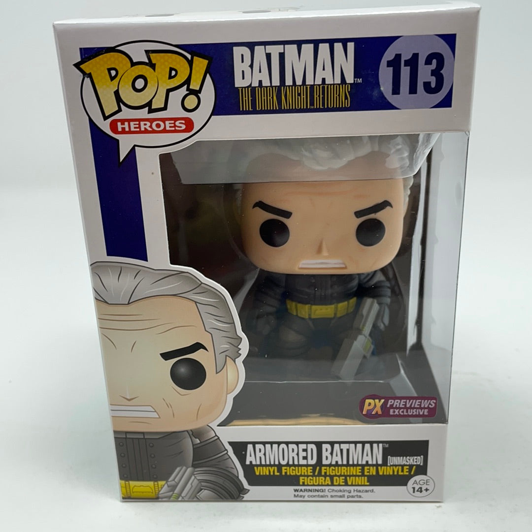 Funko Pop Heroes PX previews exclusive Armored Batman (unmasked) 113 –  shophobbymall