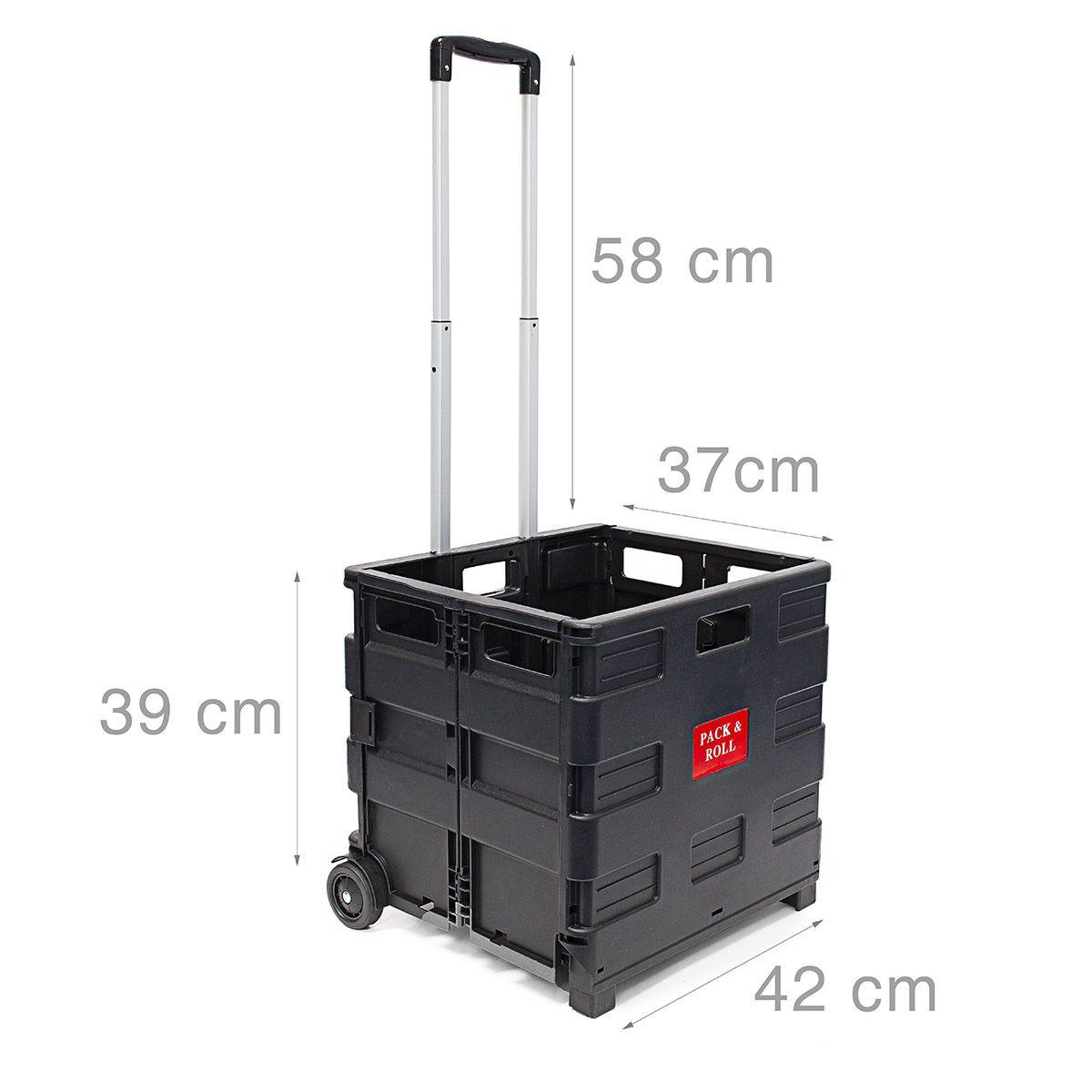 Chariot de courses pliable transport shopping avec roulettes noir  helloshop26 13_0000709 - Conforama