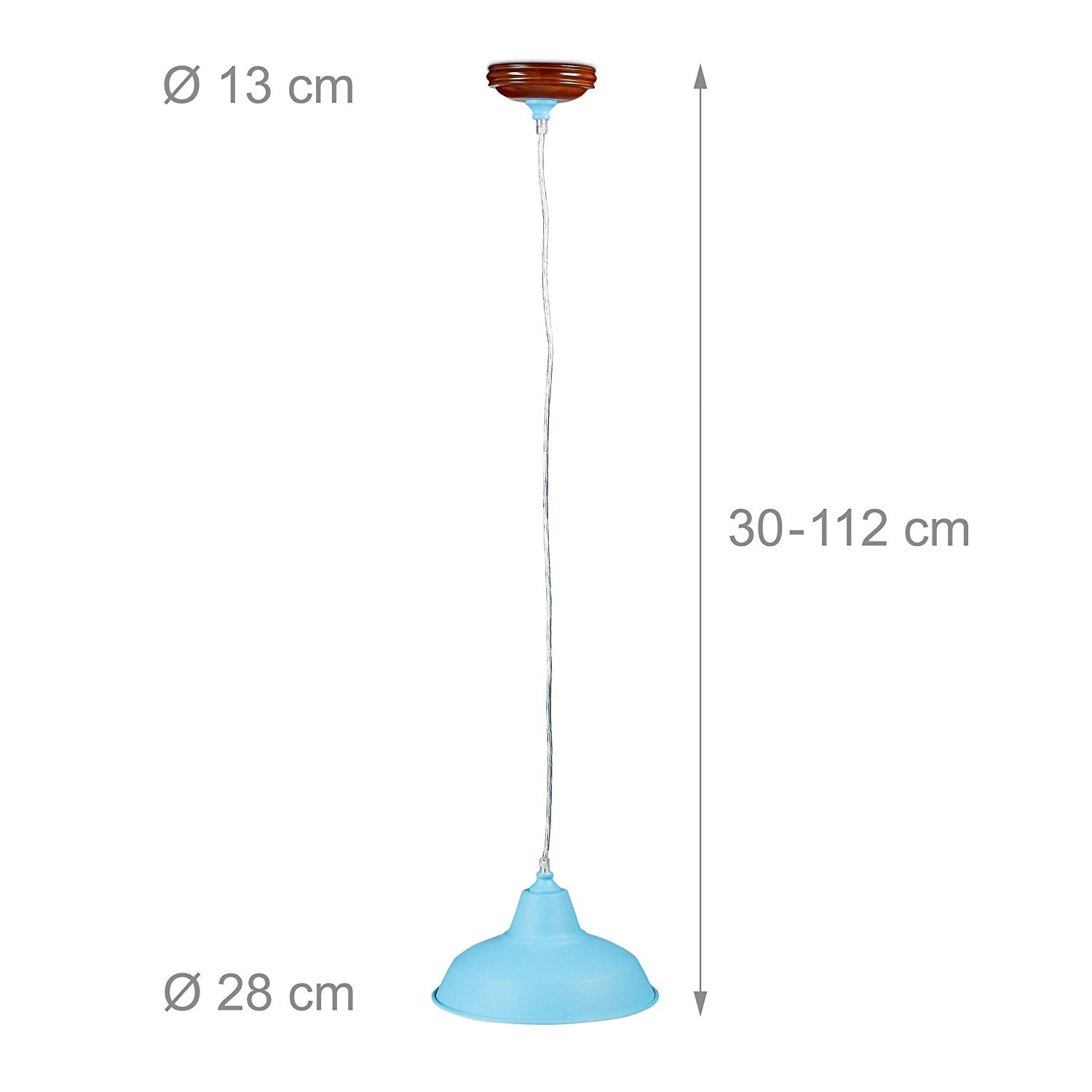 Lampe à suspension lustre lampadaire luminaire cuisine salon salle de bain  bleu diamètre 28 cm helloshop26 2413001 - Conforama