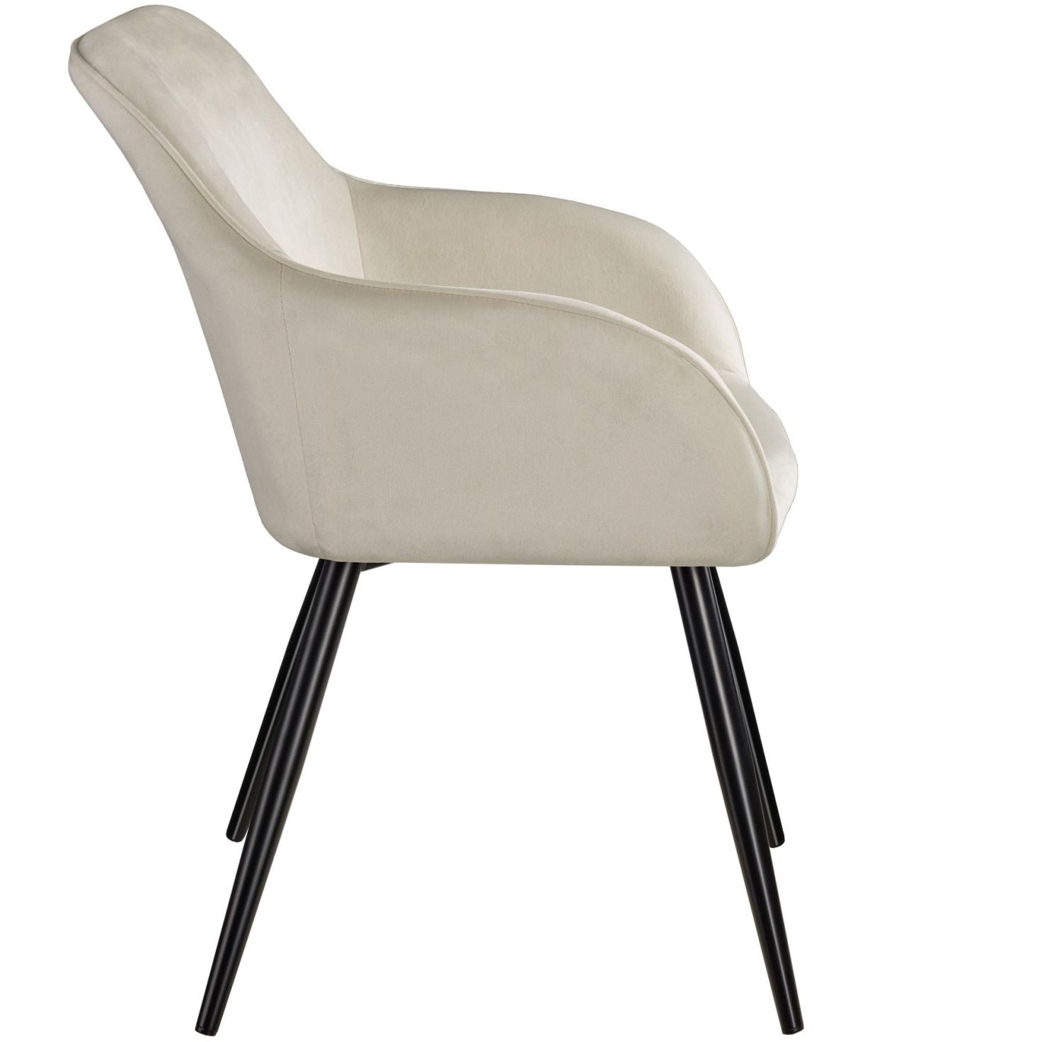 Chaise de salle à manger cuisine confortable et moderne en tissu velours  beige pieds en métal noir CDS06008