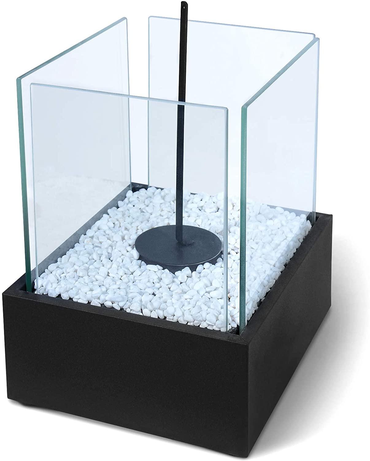 Qlima cheminée bio ethanol modèle de table verre noir