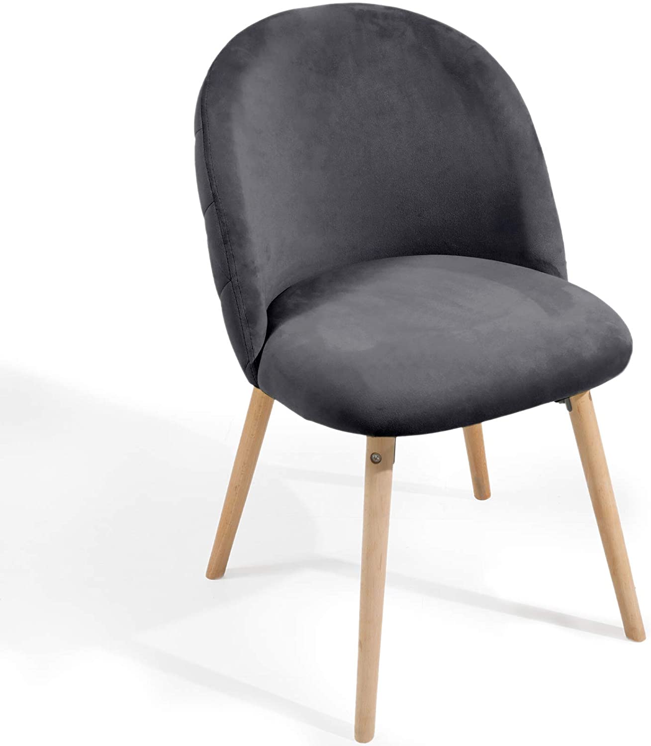 Les Tendances - Chaise scandinave gris assise coussin simili cuir