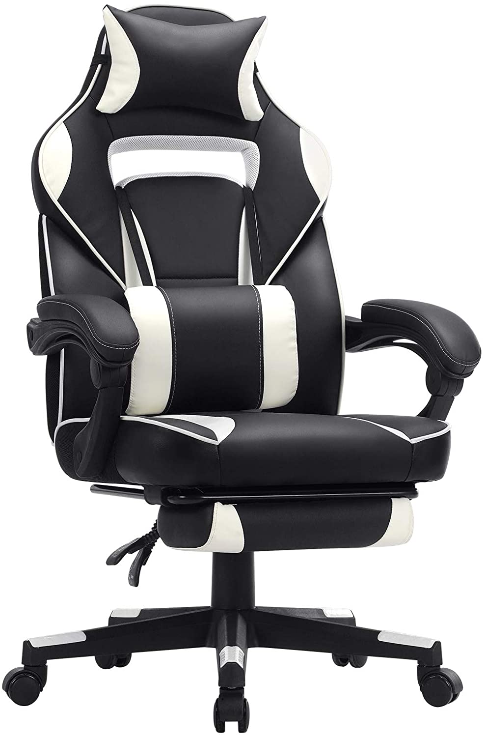 Chaise de bureau fauteuil gaming avec repose-pieds téléscopique en  synthétique noir bur10627 - Conforama