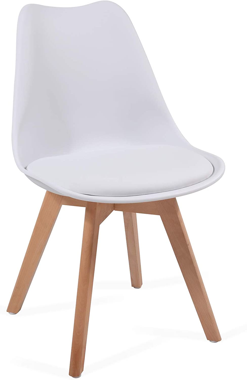 Lot de 6 chaises de salle à manger design sièges rembourrés polyester pieds  en bois de hêtre 86 x 53 x 47 cm beige [en.casa] - Conforama