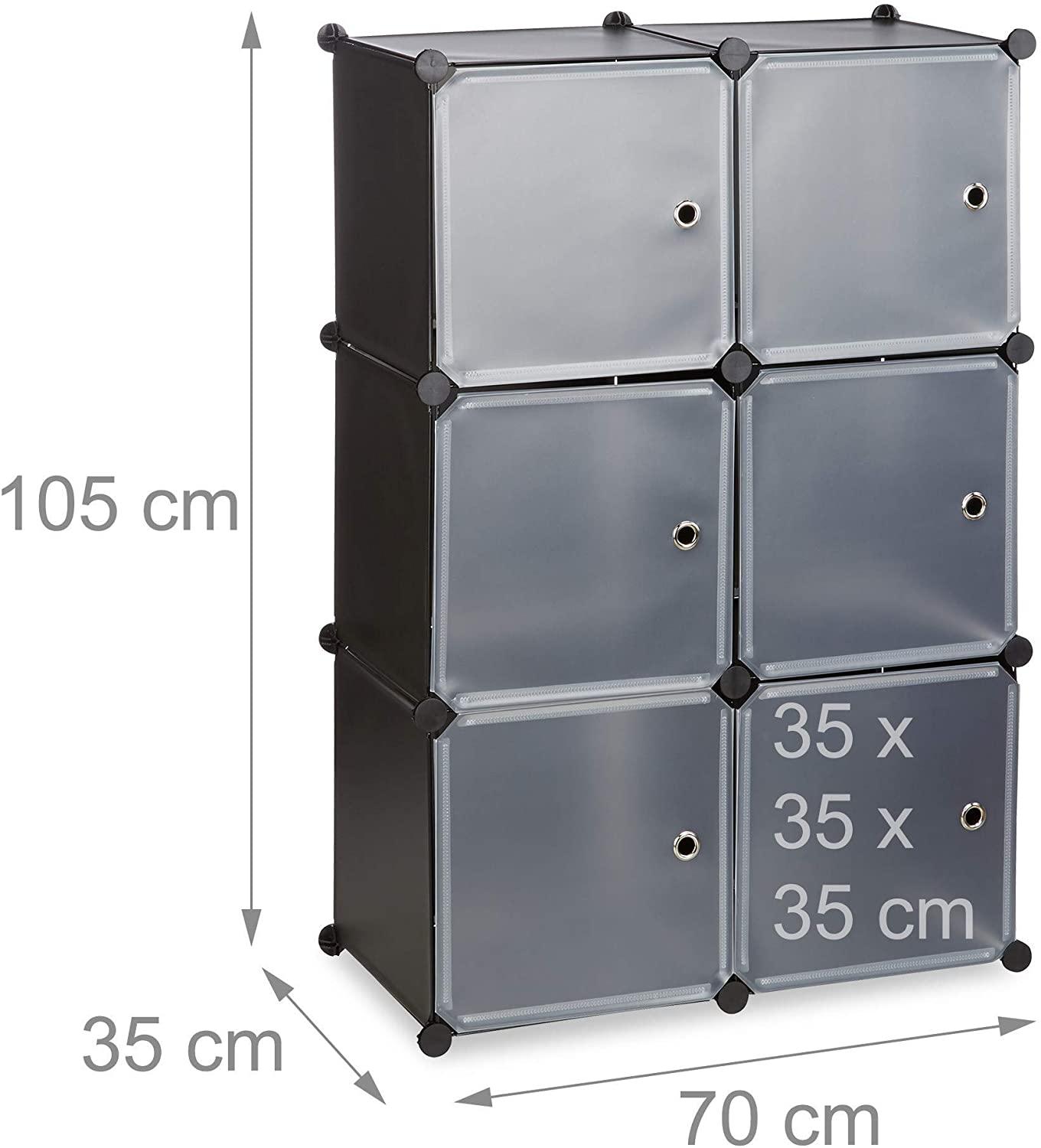 Armoire étagère système de rangement plastique avec 6 portes noir  helloshop26 13_0002583_3 - Conforama