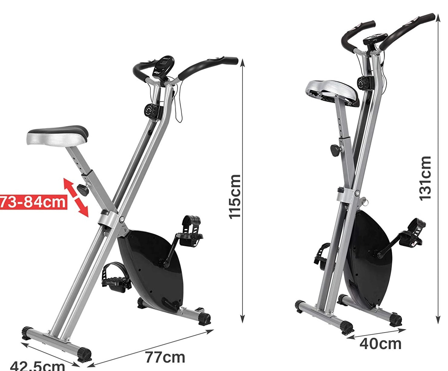 Vélo d'appartement pliable slim bike, avec élastiques de résistance pour 50  exercises, panneau lcd eco-809 ECO-809 - Conforama