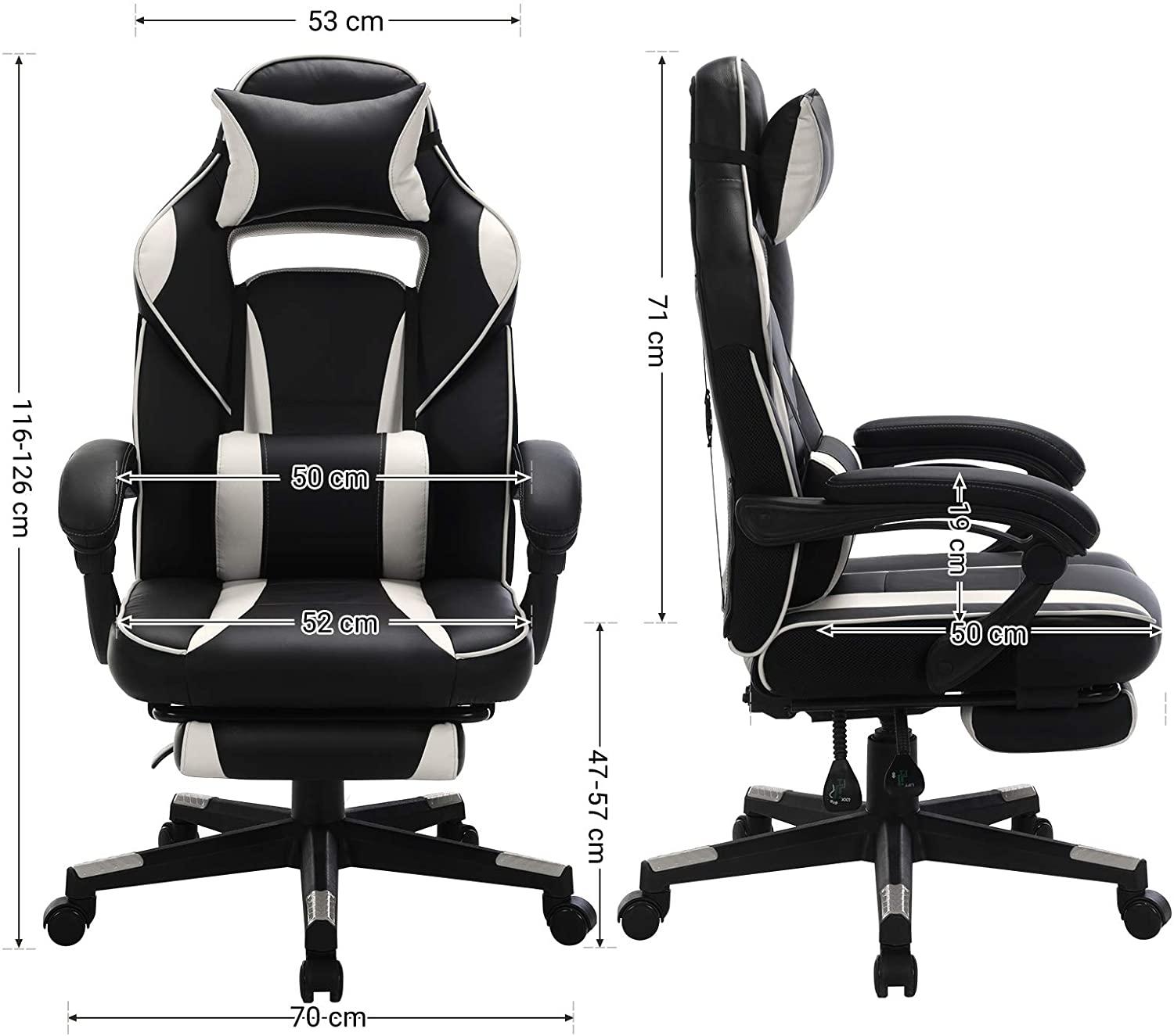 Fauteuil gamer avec repose-pied chaise de bureau - fauteuil de jeu noir et  camouflage similicuir meuble pro frco94843 - Conforama