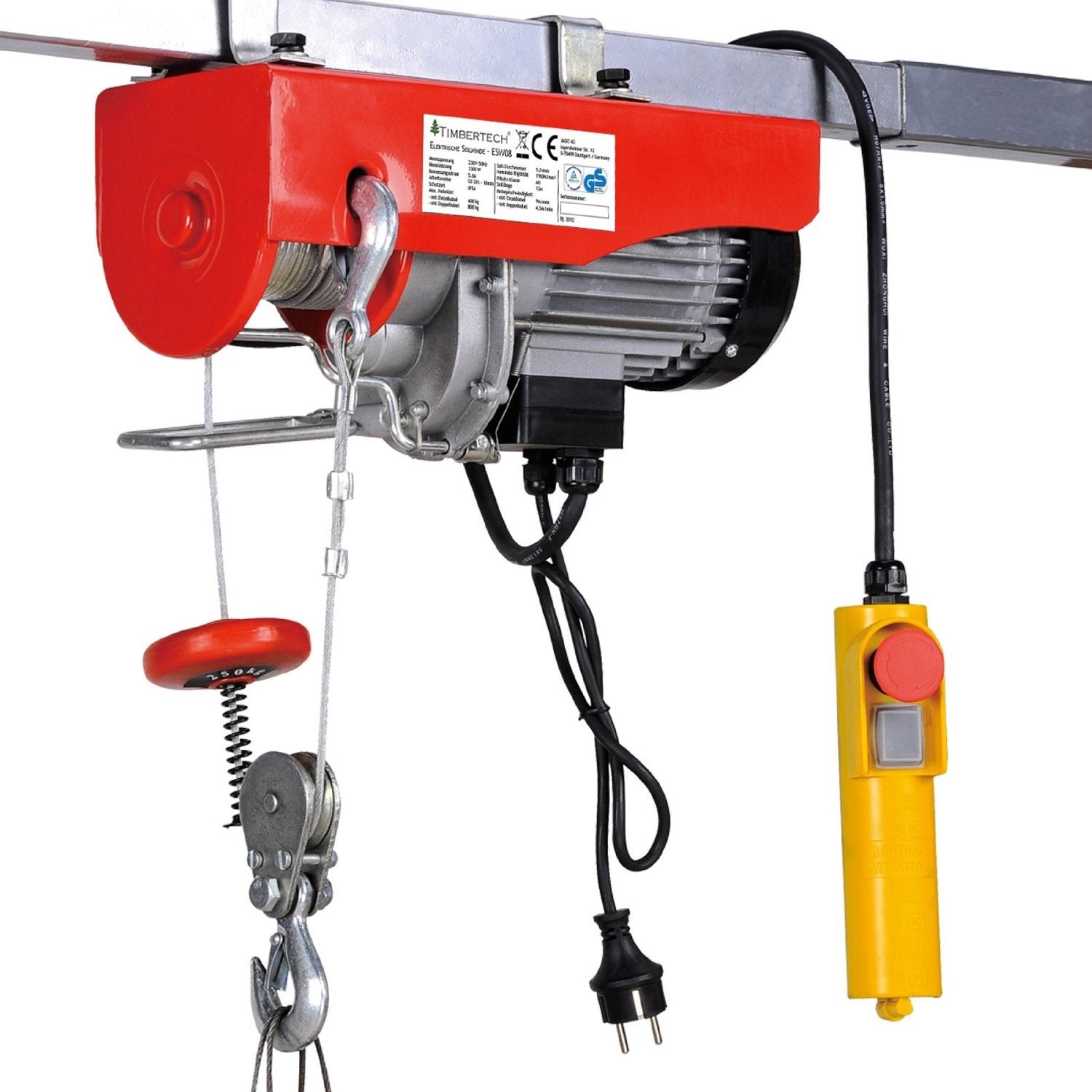 Treuil électrique - 1350 W - 800 kg - 12 m - avec télécommande