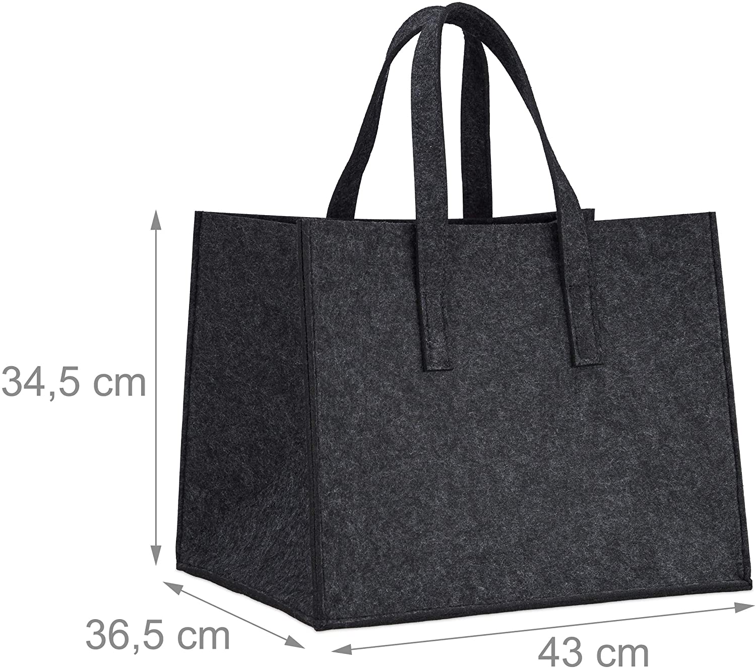 Panier sac à bûches de bois en feutre 2 poignées pliable porte revues 43 cm  anthracite helloshop26 13_0002412 - Conforama