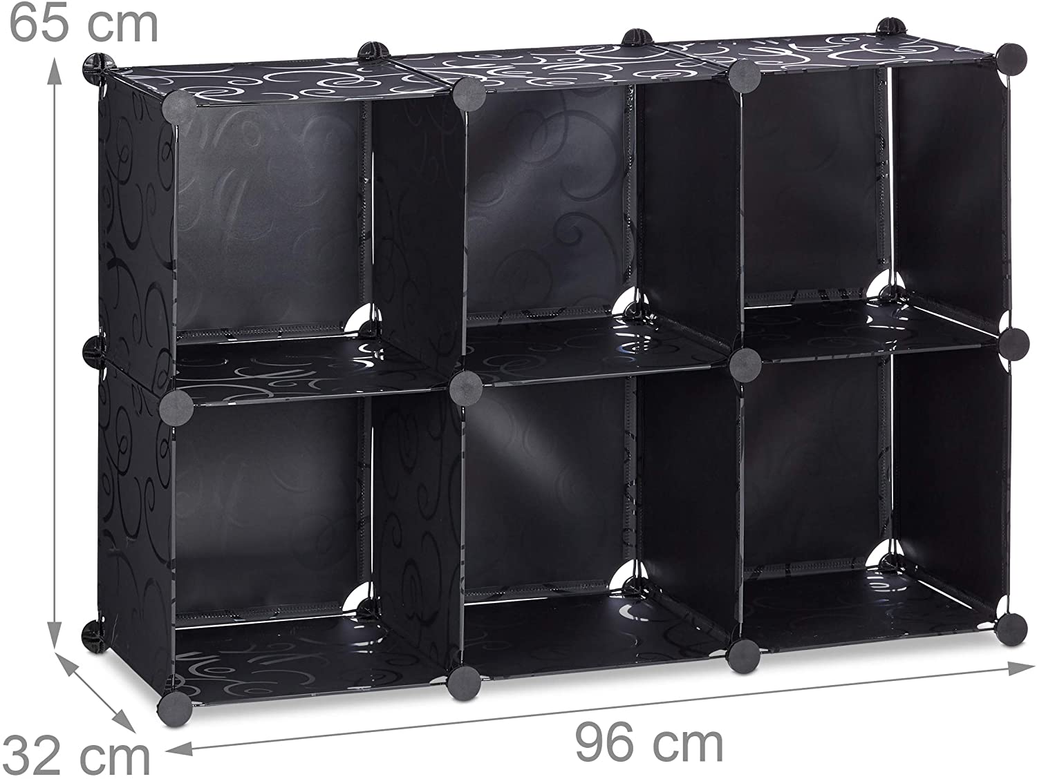 Étagère rangement 6 casiers plastique modulable diy assemblage plug in  bibliothèque noir helloshop26 13_0001188_2 - Conforama