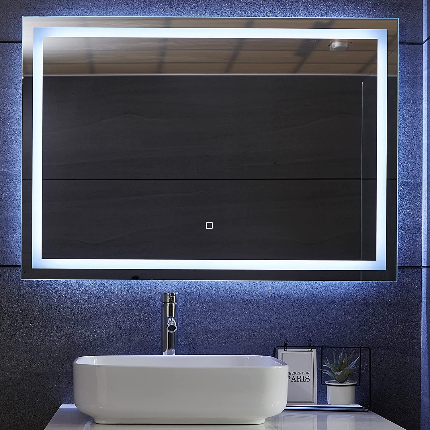 Miroir de salle de bain avec éclairage et bluetooth, miroir mural led  anti-buée, dimmable à 3 couleurs de lumière, miroir de salle de bain  réglable avec éclairage- 160 x 80 cm - Conforama