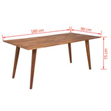 Table de salon salle à manger design bois d'acacia massif 180 cm marron 0902312