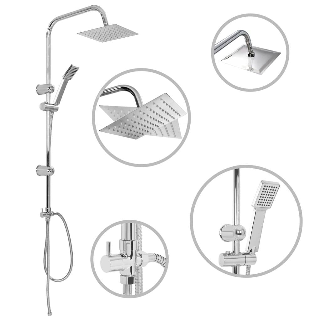 Ensemble de douche à deux têtes avec douchette douche à main pomme de douche  carrée réglable maison salle de bain intérieur 95 cm helloshop26 02_0003785  - Conforama