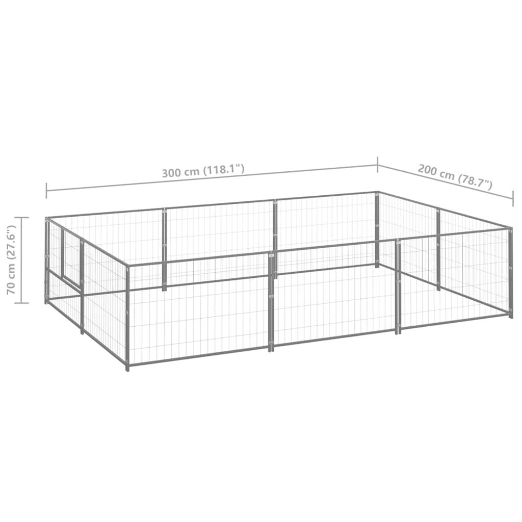 Chenil extérieur cage enclos parc animaux chien argenté 6 m² acier 02_0000290 - Helloshop26