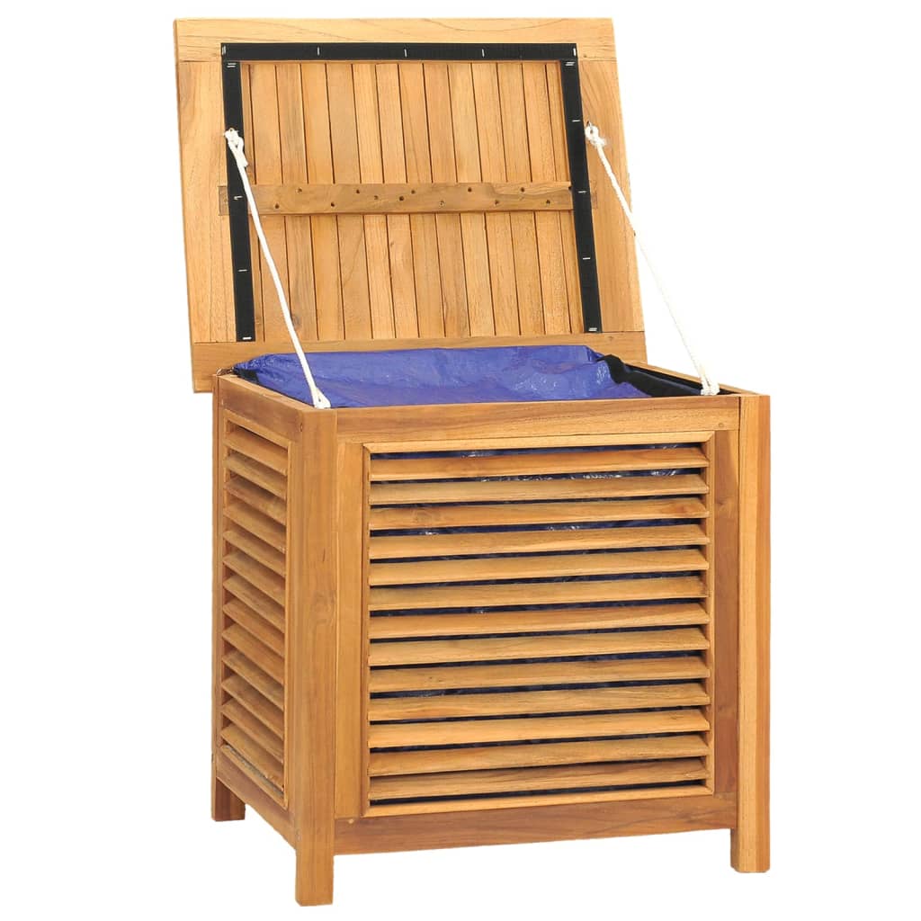 Coffre boîte meuble de jardin rangement et sac 90 x 50 x 58cm bois massif  teck 02_0013075