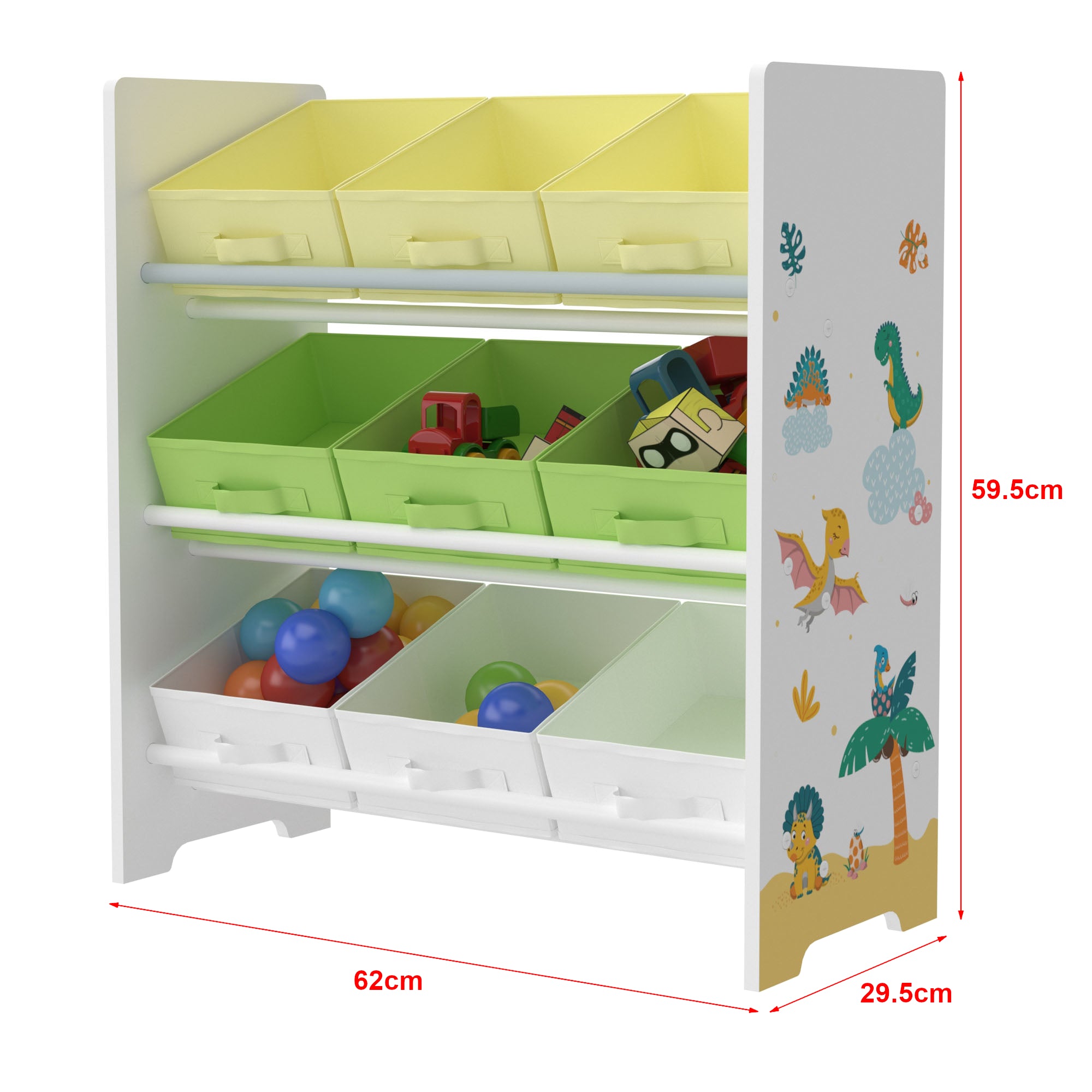 SONGMICS étagère pour jouets, meuble de rangement pour enfant,  organisateur, avec 16 coffres amovibles en plastique, boîtes à jouets, pour  salle de jeux, école, orange, jaune, bleu et vert GKR070W01 Meuble de