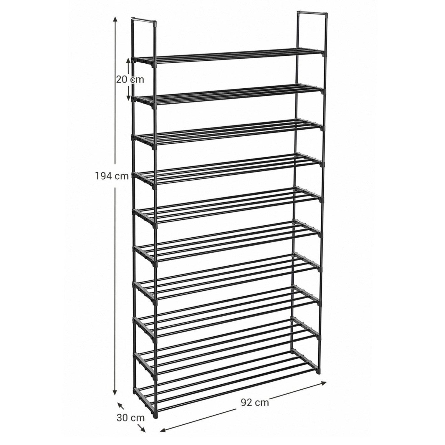 Étagère à Chaussures 3 Niveaux, en Métal, Rangement pour Chaussures, 30 x  92 x 55 cm, Gris