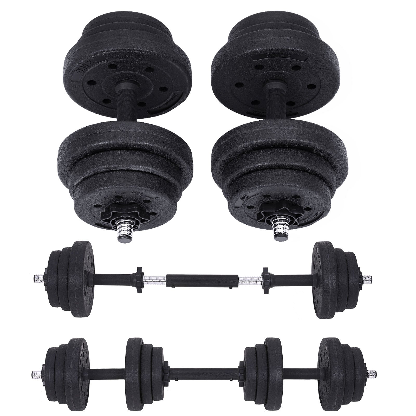 Kit haltères musculation poids ajustable avec barre d'extension  supplémentaire 10 kg 20 kg pour hommes et femmes musculation prise de masse  à la maison 1 paire helloshop26 12_0002030 - Conforama