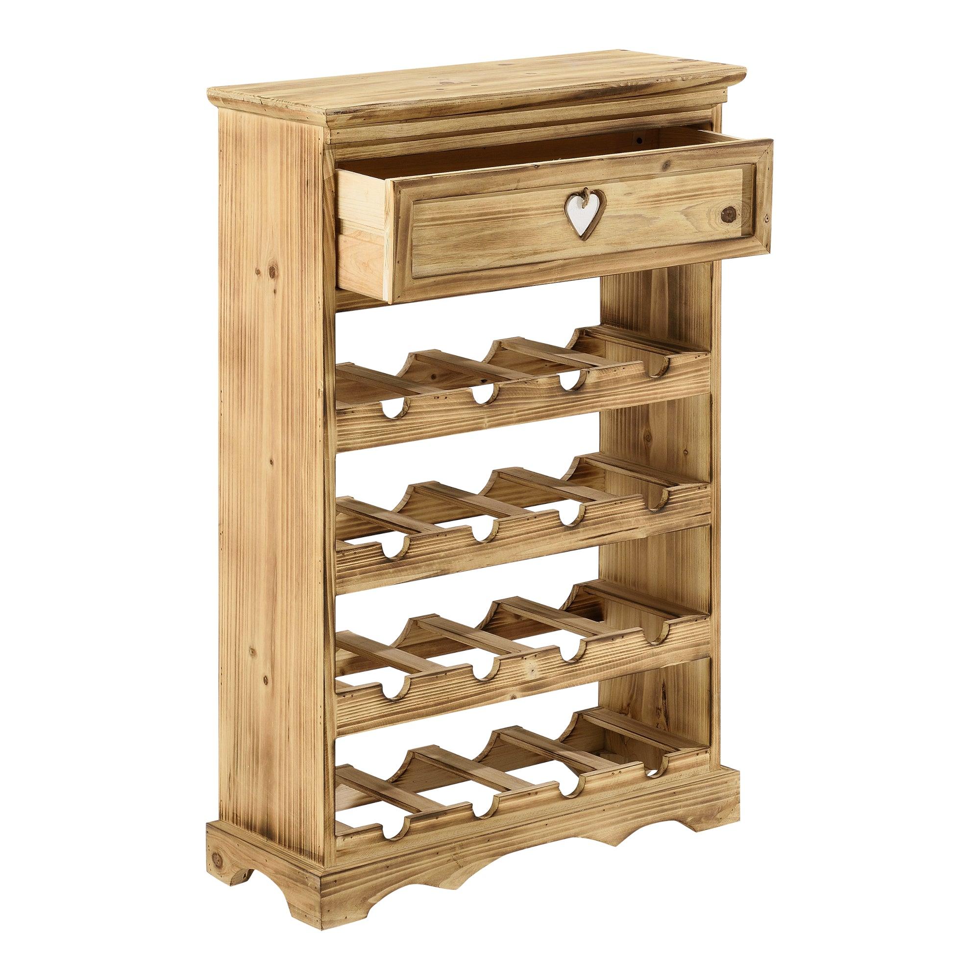 Casier à bouteilles stylé range bouteille étagère avec tiroir emplacements  pour 16 bouteilles de vin 86 cm bois de pin helloshop26 03_0004993 -  Conforama