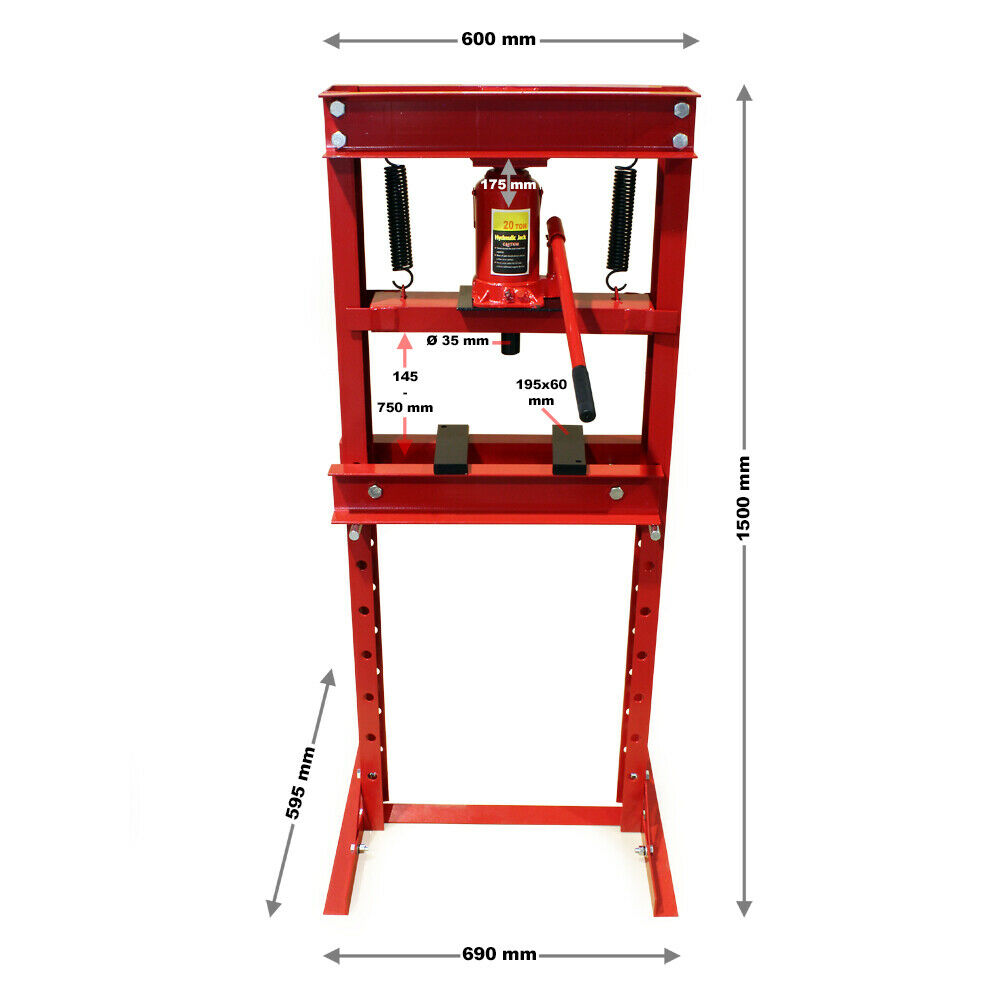 Presse hydraulique presse atelier presse à cadre 12 tonnes presse à  cremaillere rouge helloshop26 16_0000571 - Conforama